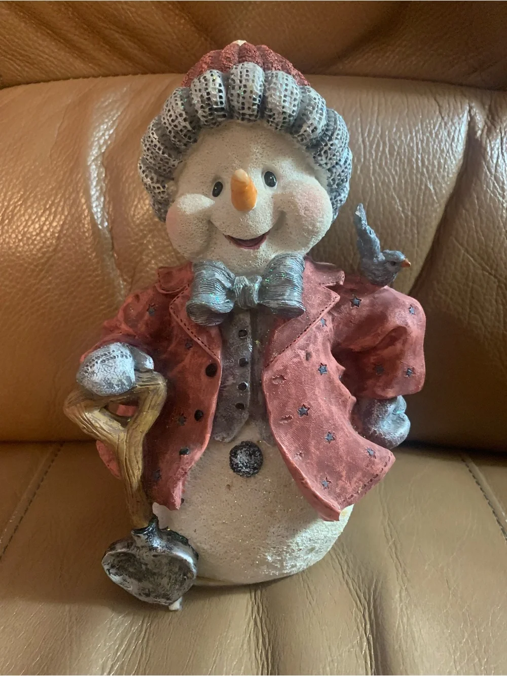 Festive Red Snowman Figurine Holiday Decor